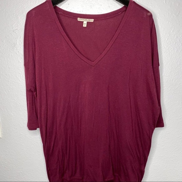 Express One Eleven Maroon 3/4 Sleeve Tunic oversized Blouse - Picture 1 of 4